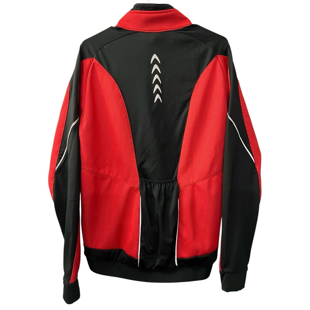 Arsuxeo Cycling Jacket Red Black Mens Medium Reflective Full Zip Bike Pockets - Picture 6 of 12